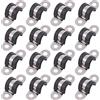 Glarks Set di 16 morsetti a U da 12 mm con 2 fori, in acciaio inossidabile 304, cuscinetti in gomma rigida, staffa a U, kit assortito per fissaggio tubi (12 mm)