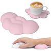 Attack Shark Poggiapolsi Cloud Mouse con Sottobicchiere, Polso Ergonomico per Mouse con Massaggio, Supporto per il Polso, Grazioso Accessorio da Scrivania per Casa, Ufficio, Giochi - Rosa