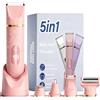 XkuiHF 5 in 1 Rasoiere elettrica per donna, tagliauova per donna, rasoi per donna, taglia capelli intimo impermeabile per corpo e viso, rasoi elettrici, tronchesine (Rosa)