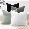 Sungeek Set di 4 Federe Cuscini 55x55 in Morbido Velluto a Coste, Fodere per Cuscini Decorativi con Motivo a Strisce e Patchwork Pinwheel Copricuscini Cuscino per Divano Letto Soggiorno, Nero Bianco