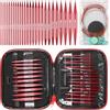 Behogan Set di ferri circolari intercambiabili, 3,0 - 10,0 mm, ferri da maglia intercambiabili con custodia, ideali per progetti a maglia, principianti e professionisti, alluminio, rosso
