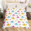 Homemissing Set di biancheria da letto con elefante colorato floreale carino elefante per bambini ragazzi ragazze Kawaii Animal Comforter Cover Wildlife copriletto 2 pezzi cerniera singola