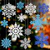 CHRORINE Chlorine 52 Pcs Blu Bianco Argento Glitter Fiocchi di Neve Ornamenti Fiocchi di Neve Decorazione per Albero di Natale, Accessori per Porte Finestre, Decorazioni per Festa di Capodanno