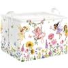 Clastyle Cesto Portabiancheria Principessa Cestino Portaoggetti Ragazze Cesta Biancheria Genitori per Organizzare Giocattoli Vestiti, Fata Fiore, 40x30x30 cm