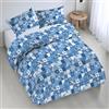 Riad Arredo Set Copripiumino Morbido 100% Puro Cotone Italiano - Parure Sacco Piumino con Federe Made in Italy (Snow Blu, Singolo 155x240 + 1 federa 52x82)