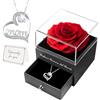 Miofula Festa della Mamma Idee Regalo,Rosa Stabilizzata Vera Regalo Mamma Compleanno,Rosa Eterna con Collana Argento 925 Donna, Migliore Mamma del Mondo, Regali Festa della Mamma, Regalo Collana Donna