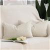 Madizz 2 Pezzi Lino Copricuscini Morbido Decorativo Fodere per Cuscino Lusso Stile per Divano Camera da Letto 30x50 cm Beige chiaro