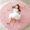 Tenekee Tappeto Rotondo Peloso Soggiorno Tappeti Soffici per Grandi Dimensioni Salotto Moderno Tappeto Morbido e Soffice per Salotto Cameretta Tavolino da Letto (Rosa, 80cm)