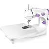 ZPSHYD Mini macchina da cucire elettronica con doppio filo a 2 marce per vestiti, tende, artigianato - con 99 accessori da cucito e tavolo di estensione