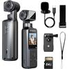 BOBLOV 5K W5 64GB Body Cam, Videocamera per vlog con microfono esterno, obiettivo rotante a 270°, Bodycam EIS per riunioni e uso quotidiano