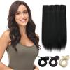 PARXITN Extension Clip in Hair One Piece 5 Clip Weft 50 cm dritto sintetico per donne 3/4 Full Head Mesh Layered Weft 1 ciocca di extension per capelli nero