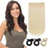 PARXITN Extension Clip in Hair One Piece 5 Clip in Weft 50 cm dritti sintetici per donne a 3/4 Full Head Mesh Layered Weft 1 ciocca per capelli biondo