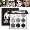 Afflano Mini Palette di Ombretti Naturali Fumosi Neri Bianco Grigio Opaco Argento Eyeshadow Scuri a Lunga Durata per Trucco SFX Halloween, Panda