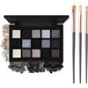 EONFAVE Goth, palette di ombretti, 15 colori, colore nero, opaco, palette di ombretti con 3 pennelli, impermeabile, altamente pigmentata, gotico per trucco quotidiano e Halloween