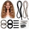 PANYI 2 Pezzi Heatless Hair Curler Satin Hair Curler Fascia Bigodino Adatti per l'uso Durante il Sonno Adatti per Capelli Lunghi e Corti (Nera + Caffè Stampa Leopardata)