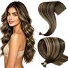 Hetto extension Nanoring Balayage Marrone Medio con Bionde 55cm 50Ciocche | Nano ring in acciaio, posizione mini e invisibile. Senza colla né calore. Leggero e confortevole. Durata 3-6 mesi con cura.