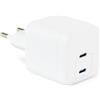 Amazon Basics Caricabatterie da Parete Nano GaN USB-C con Ricarica Rapida, 35W a 2 Porte per Tablet e Smartphone, Bianco