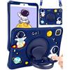 Wazzasoft Custodia per iPad Air 5a/4a Generazione/Pro 11 Caso Ragazzi Carino Astronauta Cover Kawaii 3D Cartoon Spacemen con Maniglia Rotante Stand+Cinghia Silicone Funda per Apple iPad Air Custodie