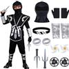 Kitimi Costume Ninja Bambino Completo con Accessori da Ninja, Ninjago Costumi Creativo Adatto Costume Carnevale Ragazzo Cosplay Vestito Ninja Bambino per Carnevale Feste in Maschera Tema Party Natale