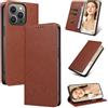Beajew Cover per iPhone 14 Flip Custodia in Pelle PU, Cover Portafoglio,Funzione Supporto,Magnetica,Slot Schede,Protettiva Custodia Resistente Antiurto,Premium Wallet Libro Case-Marrone