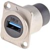 HangTon Accoppiatore USB 3.0 femmina a femmina, connettore impermeabile, presa a pannello per telaio cavo in linea di tipo D, pass-through da paratia IP65