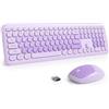 SbocKeeb Ttastiera e Mouse Senza Fili, Tastiera Silenziosa e Mouse Wireless, Full Size, Sottile Tastierino Numerico 2.4GHz, Americana QWERTY per laptop, desktop, MacBook, PC (Diary Purple)