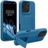 kwmobile 1x Custodia Compatibile con Apple iPhone 16 PRO - Cover Supporto Dita - Back Case per Smartphone - Protezione Gommata Blu Indaco