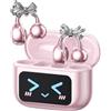 ZOMBIES CAT Cuffie Open Ear Clip-on con Schermo Touch & Orecchini Papillon Rimovibile - Auricolari Bluetooth 5.4, Audio HiFi, Auricolari Open Ear Design Elegante per Sport e Tempo Libero, M100 Rosa