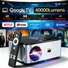 HORLAT Proiettore LED 4K da 2000 Ansi Lumen con Google TV, Android 14, Full HD 1080P, Auto Focus, Keystone, WiFi 5G, Proiettore Portatile