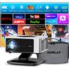 HORLAT Proiettore LCD HORLAT 40000 Lumen, Cinema 3D, LED Beamer Full HD 1080P 4K, Auto Focus, Keystone, Home Theater, WiFi 5G