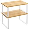 SONGMICS Portaspezie, Set di 2, Organizzatore per Armadio, Portaspezie Espandibile per Cucina, in Legno Ingegnerizzato e Metallo, Colore Bianco Nuvola e Beige Naturale/Nero Inchiostro e Beige