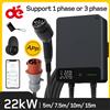dé Wallbox 22kW 32A con APP, stazione di ricarica domestica 230V, cavo di ricarica 5m 7.5m 10m 15m, caricabatterie da CEE a tipo 2 EV nero