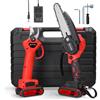 KKMOON Motosega elettrica portatile da 21 V da 6 pollici e set di cesoie da potatura a batteria da 25 mm Kit per macchina da taglio per spaccare il legno Lavorazione del legno portatile