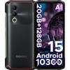 DOOGEE Versione globale DOOGEE Blade20 Telefono robusto Gemini AI 6.6 '' 10300mAh Batteria grande 20GB(4+16) 128GB Android 15 Smartphone NFC