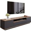 LBSIGN Mobile TV Da Terra 180 Cm Con Vano Ed Ante Antracite E Legno Todd