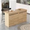 LBSIGN Isola Centrale Cucina 160 Cm Con Ante E Ripiani Dorian Rovere Effetto Legno