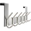 WEBI Appendiabiti da Porta,Acciaio Inox Attaccapanni da Porta,Gancio Porta,Appendino da Porta con 6 Ganci,2.1cm,Argento