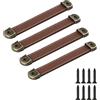 SYDARSYN 4 pezzi Maniglie in Pelle per Mobili Maniglia per Porte Maniglia Dell'Armadio Maniglie per Mobili Cucina Cassetti Armadietti Manopole Pomelli Armadio Tiretti 128 mm