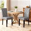 BonVache Set di 2 sedie da pranzo con schienale alto curvo, effetto lino e gambe in legno massello, sedia imbottita per sala da pranzo, soggiorno, studio, grigio scuro