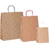 Rex Sadoch Shopper natale - 16 x 8 x 21 cm - carta kraft - fantasia stelline - colori assortiti - Sadoch conf. 25 pz - G06758