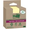 Post-It Blocco foglietti Post it® SuperSticky Green - 654R-SSCY3+1 - 76 x 76 mm - carta riciclata - giallo Canary - 70 fogli - Post it® - conf. 4 pzblocchi -