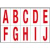 Cartelli Segnalatori Lettere adesive da A a J - in PVC - 56 x 99 mm - 10 et/fg - 1 foglio - rosso/bianco conf. 10 pz - G01602