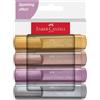 Faber Castell Evidenziatore Textliner 46 - punta a scalpello - tratto 1,0-3,0-5,0 mm - colori assortiti metallic - Faber Castell - astuccio 4 colori conf. 4 pz - G0