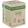 Post-It Blocchi memo adesivi Post-It Super Sticky Green colori assortiti - 76x76 mm - 100 fogli (conf. 10)