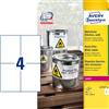Avery Etichette adesive L4719 - in poliestere - laser - permanenti - 105 x 148 mm - 4 et/fg - 20 fogli - bianco - Avery conf. 80 pz - G00575