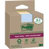 Post-It Blocco foglietti Post it® SuperSticky Green - 654R-SSCOL3+1 - 76 x 76 mm - carta riciclata - colori pastello assortiti - 70 fogli - Post it® - conf.