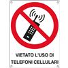 Cartelli Segnalatori Cartello alluminio 16,6x23,3cm 'vietato l'uso di telefoni cellulari' - Z11327