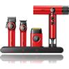 VGR Professional Barber Combo, Tagliacapelli Rifinitore Rasoio a Lamina e Asciugacapelli Ionico 4 in 1 Kit Barbiere Professionale, Motore Potenziato, Display LED, Base di Ricarica e Custodia, Rosso