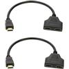 Tec-Digi Splitter HDMI doppio, confezione da 2 1080p HDMI maschio a doppio HDMI femmina 1 a 2 vie Splitter cavo adattatore per lettori DVD/PS3/HDTV/STB e la maggior parte dei proiettori LCD