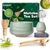 MZJAUVF Matcha Kit, 8Pezzi Matcha Tea Kit, Matcha Whisk, Supporto Chasen, Cucchiaio di Matcha, Setaccio, Portacucchiaio, Tovagliolo da Tè, Matcha Cerimonia, Set Matcha Regalo per Principianti